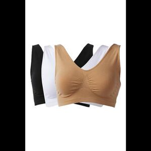 Rhonda Shear Women's 3pk Cotton Blend Ahh Bra Black/White/Beige -